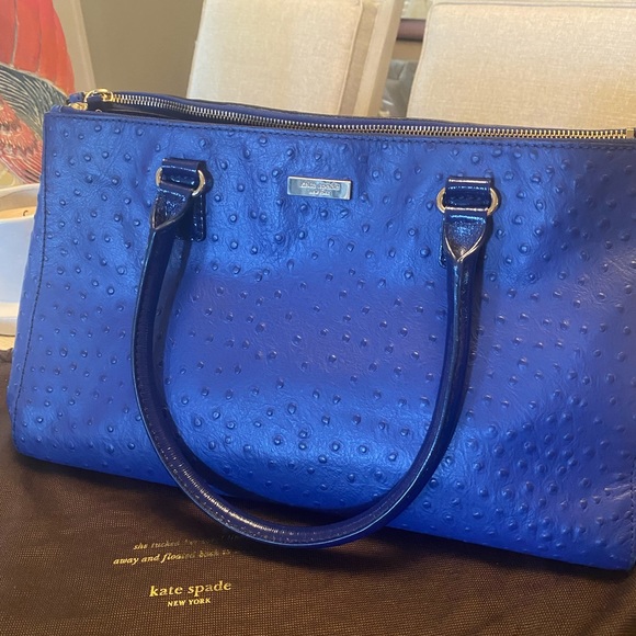 Kate Spade Navy Ostrich Print Tote - Picture 1 of 8